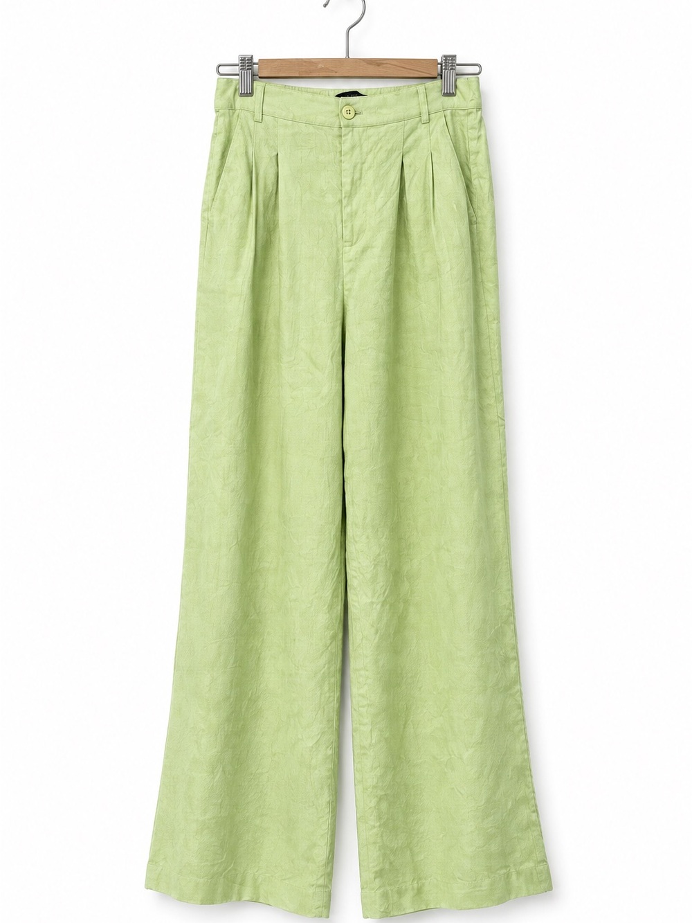Central Park West Lime Green Wide-Leg Trousers